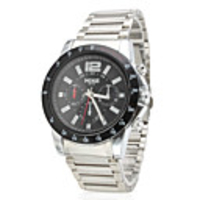 Pair of Black Face Alloy Analog Quartz Couple Watches 8114 (Silver)