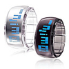 Pair of Bracelet Design Future Blue LED Wrist Watch - Black White