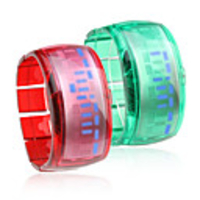 Pair of Bracelet Design Future Blue LED Wrist Watch - Green Red