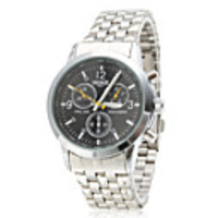 Pair of Casual Alloy Analog Quartz Couple Watches with Black Face 8084 (Silver)