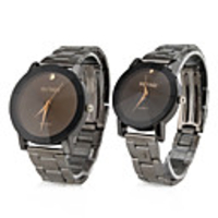Pair of Casual Analog Quartz Wrist Watches (Black)