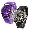 Pair of Chrysanthemum Shaped Metal Dial Design Quartz Wrist Watches - Black and Purple