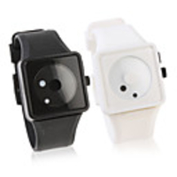 Pair of Fashion Silicone Wrist Watches - White Black