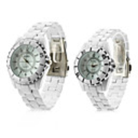 Pair of Fashionable Metal Analog Quartz Wrist Watches (White)