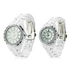 Pair of Fashionable Metal Analog Quartz Wrist Watches with Diamonds (White)