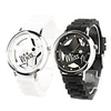 Pair of Hollow Out Star Pattern Design Quartz Wrist Watches with Crystal Decoration - Black and White