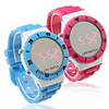 Pair of Jelly Sports Style Red Light LED Wrist Watches - Light Blue Peach Red