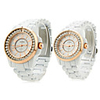 Pair of Metal 9390 Analog Quartz Wrist Watches (White)