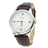 Pair of PU Analog Quartz Couple Watches with Roman Numbers (Brown)