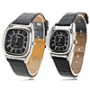 Pair of PU Analog Quartz Wrist Watch (Black)