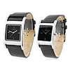 Pair of PU Analog Quartz Wrist Watches 9155 (Black)