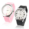 Pair of Silcone Band Big Dial Quartz Wrist Watches - Black and Pink