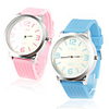 Pair of Silcone Band Big Dial Quartz Wrist Watches - Pink and Blue