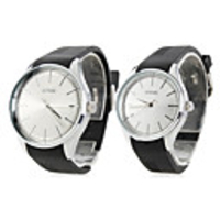 Pair of Silicone 9312 Analog Quartz Wrist Watches (Black)