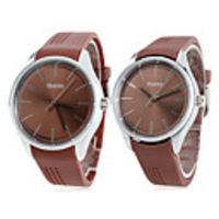 Pair of Silicone 9312 Analog Quartz Wrist Watches (Brown)