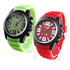 Pair of Silicone Band Sports Style Big Dial Watches - Red and Green