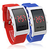 Pair of Soft Silicone Wristband Red LED Wrist Watch - Blue Red
