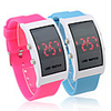 Pair of Soft Silicone Wristband Red LED Wrist Watch - Light Blue Peach Red