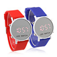 Pair of Sports Style Red LED Jelly Wrist Watches - Blue Red