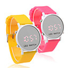Pair of Sports Style Red LED Jelly Wrist Watches - Yellow Peach Red