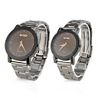 Pair of Stylish Analog Quartz Wrist Watches (Black)
