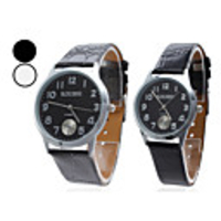 Pair of Unisex Elegant PU Analog Quartz Wrist Watch (Assorted Colors)