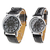 Pair of Unisex PU Analog Quartz Wrist Watch (Black)