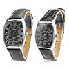 Pair of Unisex PU Analog Quartz Wrist Watch (Black)