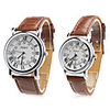Pair of Unisex PU Analog Quartz Wrist Watch (Brown)
