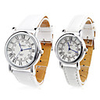 Pair of Unisex PU Analog Quartz Wrist Watch (White)