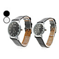 Pair of Unisex Roman Number Elegant PU Analog Quartz Wrist Watch (Assorted Colors)