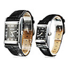 Pair of Water Resistant Style PU Analog Quartz Couple Watches (Black)