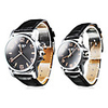 Pair of Water Resistant Style PU Analog Quartz Couple Watches (Black)