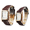 Pair of Water Resistant Style PU Analog Quartz Couple Watches (Brown)