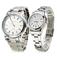 Pair of White Face Business Alloy Analog Quartz Couple
