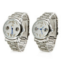Pair of White Face Style Alloy Analog Mechanical Couple