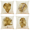 Palm Leaf Gold Double Side Cushion Cover 4PC Soft Decorative Square Throw Pillow Cover Cushion Case Pillowcase for Bedroom Livingroom Superior Quality Machine Washable Indoor Cushion for Sofa Couch Bed Chair miniinthebox