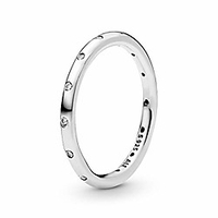 pandora jewelry simple sparkling band cubic zirconia ring in sterling silver,  size 10.5