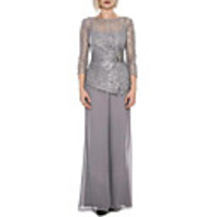 Pantsuit / Jumpsuit Mother of the Bride Dress Elegant Luxurious Jewel Neck Floor Length Chiffon 3/4 Length Sleeve with Ruching 2020
