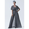 Pantsuit / Jumpsuit Mother of the Bride Dress Elegant Luxurious Sweetheart Neckline Sweep / Brush Train Chiffon Lace Short Sleeve with Pleats Appliques 2020