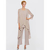 Pantsuit / Jumpsuit Mother of the Bride Dress Elegant Plus Size Bateau Neck Floor Length Chiffon Sleeveless with Sash / Ribbon Appliques 2020 Mother of the groom dresses