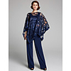 Pantsuit / Jumpsuit Mother of the Bride Dress Elegant Plus Size Sparkle Shine Scoop Neck Floor Length Chiffon Sequined Sleeveless with Lace Sequin 2020 Mother of the groom dresses