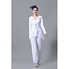 Pantsuit / Jumpsuit Mother of the Bride Dress Elegant Plus Size V Neck Floor Length Polyester Long Sleeve with Lace 2020 Mother of the groom dresses
