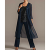 Pantsuit / Jumpsuit Mother of the Bride Dress Plus Size Elegant Sparkle Shine Scoop Neck Floor Length Chiffon Sequined 3/4 Length Sleeve with Ruching 2021 miniinthebox