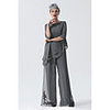 Pantsuit / Jumpsuit Mother of the Bride Dress Plus Size Jewel Neck Floor Length Chiffon 3/4 Length Sleeve with Draping 2020 Mother of the groom dresses