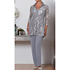 Pantsuit / Jumpsuit Mother of the Bride Dress Wrap Included V Neck Ankle Length Chiffon Lace 3/4 Length Sleeve with Crystal Brooch 2020