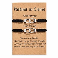 partners in crime bracelets for 2 guy and girl best friend handcuff matching friendship bracelet for women men girls couple soul sister bestie