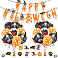 Party Balloons 34 pcs Skull Pumpkin Halloween Party Supplies Latex Balloons Banner Boys and Girls Party Decoration for Party Favors Supplies or Home Decoration
