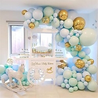 Party Decoration Balloons Blue Green Gold Series 126 Piece Set miniinthebox