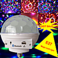 Party Light E27 Sound Controlled Strobe Music Bulb Support Bluetooth and USB Interface to Play Music(with E27 to EU Plug Adapter)